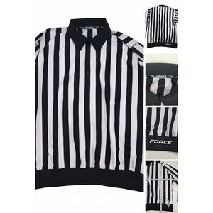 Force Referee Official‎ Shirt Mens L Long Sleeve Hockey Basketball Stripe Zebra